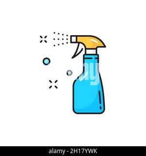 Nettoyant de désinfection du pulvérisateur icône de la ligne de couleur bleue isolée de la bouteille de pulvérisation.Pulvérisateur de nettoyage, de lavage et de désinfection Vector.Alcool antibactérien agen Illustration de Vecteur