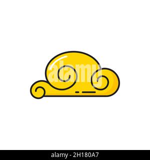 Icône représentant un vent, un nuage ou une vague en forme de tourbillon doré.Vector lunar carte de vœux du nouvel an élément décoratif, feuille de papier vague design signe.Japa oriental Illustration de Vecteur