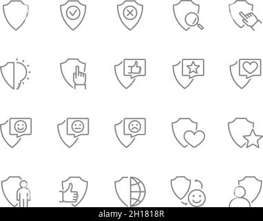 Ensemble d'icônes de ligne de défense.Protection, sécurité, protection, protection, sécurité et bien plus encore. Illustration de Vecteur