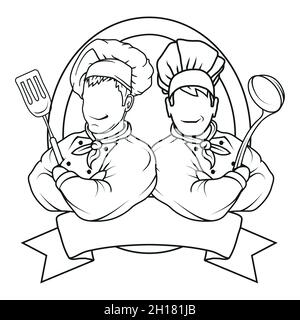 Chef en uniforme.Logo Cook.Chapeau de chef.Chef professionnel. Illustration de Vecteur