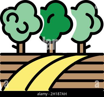 Icône du champ de pomme.Contour champ pomme yard vecteur icône couleur plat isolé Illustration de Vecteur