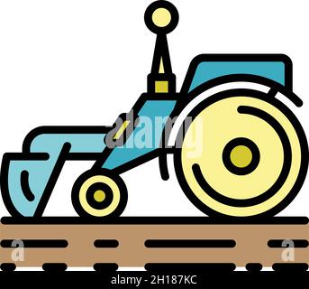 Icône de tracteur à distance intelligent.Contour de l'icône de vecteur de tracteur à distance intelligent couleur isolé à plat Illustration de Vecteur