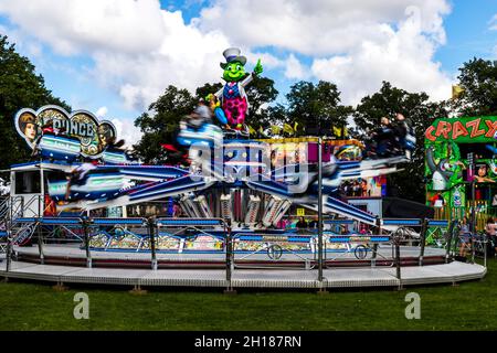 La vitesse du parcours du parc d'expositions d'Octopus vu dans « les promenades », Kings Lynn, le 28 août 2021. Banque D'Images