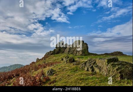 Three Fingers Rock on Caer Caradoc, Church Stretton, Shropshire Banque D'Images
