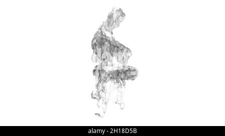 Les particules de poussière grises déplacent la turbulence sur le concept blanc art fumée texture 3d rendu Banque D'Images