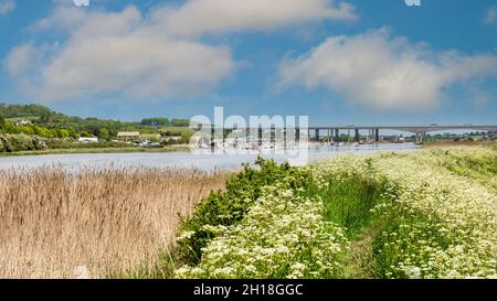 Le pont Medway et la rivière Medway près de Rochester, dans le Kent, en Angleterre Banque D'Images