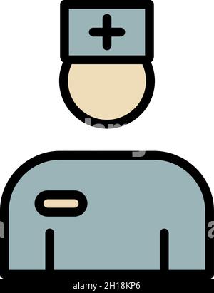 Icône ophtalmologue.Contour oeil médecin vecteur icône couleur plat isolé Illustration de Vecteur