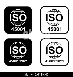 Icône ISO 45001.Santé et sécurité au travail.Symbole de qualité standard.Vecteur bouton signe isolé sur fond blanc . Illustration de Vecteur