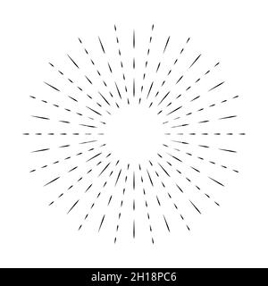 Icône de ligne Sunburst isolée sur fond blanc, bannière web d'été, design de cercle rétro, illustration vectorielle . Illustration de Vecteur