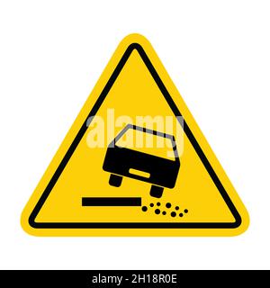 Icône de danger routier, panneau de signalisation routière, illustration du vecteur de signalisation routière, véhicule d'avertissement . Illustration de Vecteur