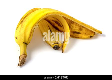Pelure de banane isolé sur fond blanc Banque D'Images