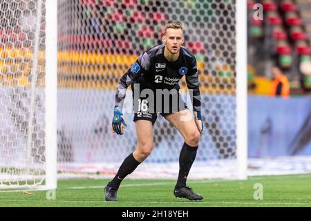 Farum, Danemark.17 octobre 2021.Elias Olafsson (16) du FC Midtjylland vu pendant le match 3F Superliga entre le FC Nordsjaelland et le FC Midtjylland en droit de Dream Park à Farum, au Danemark.(Crédit photo : Gonzales photo/Alamy Live News Banque D'Images