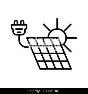 Icône de panneau solaire plat. Pictogramme pour le Web. Trait. Isolé sur fond blanc. Vecteur eps10. Enregistrer le concept écologique Banque D'Images