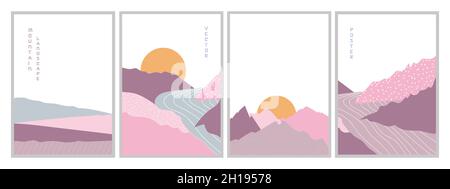 Affiches abstraites de paysage de montagne.Illustration vectorielle.Affiches Illustration de Vecteur