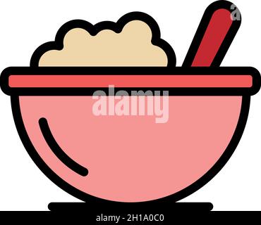 Icône du bol alimentaire pour enfants.Outline Kid bol alimentaire Vector icône couleur plat isolé Illustration de Vecteur