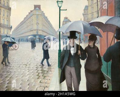 Paris rue à Rainy Weather (rue de Paris, temps de pluie) par Gustave Caillebotte Banque D'Images