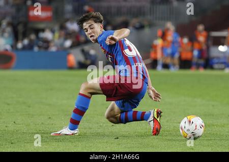 Barcelone, Espagne.18 octobre 2021.Barcelone, Espagne, 17 octobre 2021: 'GAVI' Pablo Martin Paez Gavira (30 FC Barcelone) pendant, LaLiga Santander match entre Barcelone et Valence au stade Camp nou à Barcelone, Espagne.Rama Huerta/SPP crédit: SPP Sport presse photo./Alamy Live News Banque D'Images
