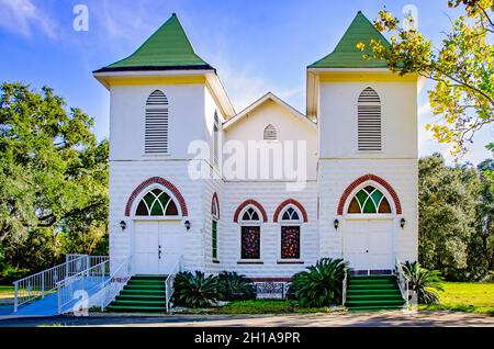 L'église jumelle Beech Zion AME est photographiée, le 16 octobre 2021, à Fairhope, Alabama.L'église a été construite en 1925 par l'architecte Axal Johnson. Banque D'Images