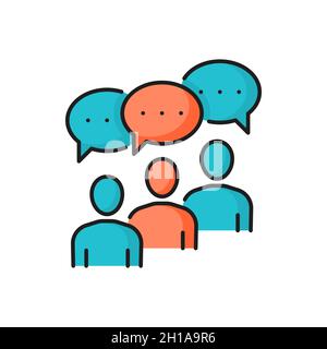 Communication des gens d'affaires, chat bulles isolé ligne de couleur icône.Scénario de conversation de collègues, collaboration en équipe, partenariat.Dialogue Illustration de Vecteur