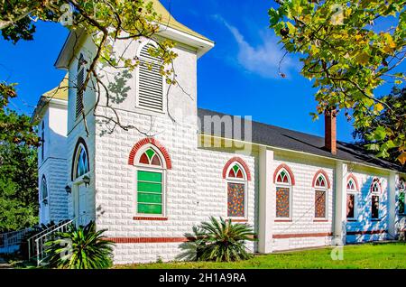 L'église jumelle Beech Zion AME est photographiée, le 16 octobre 2021, à Fairhope, Alabama.L'église a été construite en 1925 par l'architecte Axal Johnson. Banque D'Images