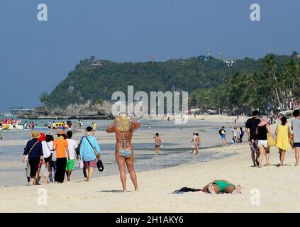 La magnifique plage de Bulalog à Boracay, aux Philippines. Banque D'Images