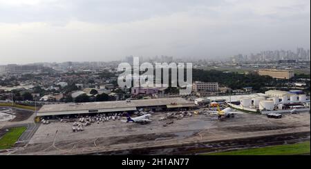 Vue aérienne de l'aéroport international Ninoy Aquino, Manille, Philippines. Banque D'Images