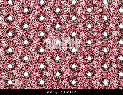 Motif vectoriel circulaire géométrique abstrait sans couture en rouge, noir et blanc Illustration de Vecteur