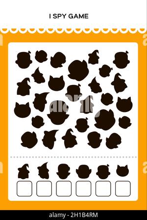 Happy Halloween I SPY Math Game pour les enfants avec Shadow Monsters.Pratique mathématique.Jeu d'éducation pour les enfants.Vecteur Illustration de Vecteur