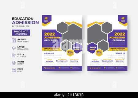 Modèle d'affiche de la circulaire d'admission pour les enfants de retour à l'école Illustration de Vecteur