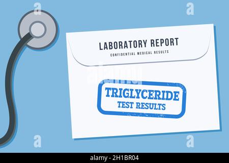 Enveloppe des résultats des tests sanguins de triglycérides.Rapport de dépistage de la santé en laboratoire médical - illustration vectorielle. Illustration de Vecteur