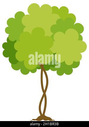 Arbre simple isolé sur blanc Banque D'Images