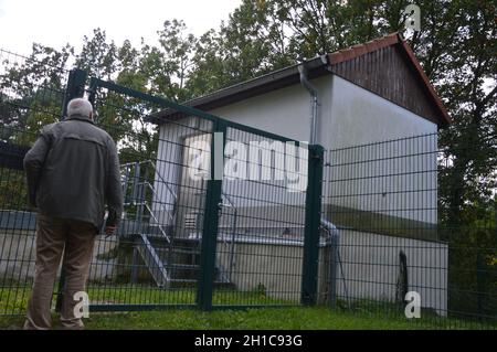 Eichelberg 89 m à Deetz, Brandebourg, Allemagne - 6 octobre 2021.À l'âge de bronze et de fer précoce sur Eichelberg était un gord slave (Burgwall). Banque D'Images