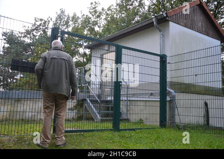 Eichelberg 89 m à Deetz, Brandebourg, Allemagne - 6 octobre 2021.À l'âge de bronze et de fer précoce sur Eichelberg était un gord slave (Burgwall). Banque D'Images