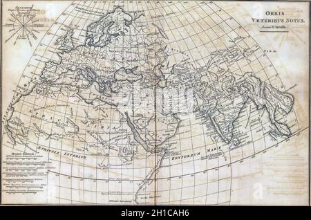 Ancien ancien ancien ancien ancien 1794 Anville carte du monde ancien Banque D'Images