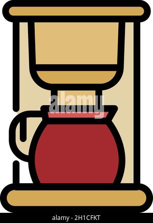 Icône de machine à café domestique.Contour machine à café domestique vecteur icône couleur plat isolé Illustration de Vecteur