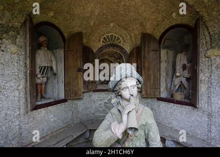 Villa Buonaccorsi XVIe siècle, Parc, jardin avec statues, Potenza Picena, Marche,Italie, Europe Banque D'Images