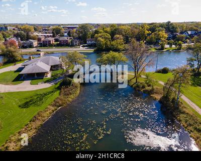 Photographie aérienne de Tenney Park, Madison, Wisconsin, États-Unis. Banque D'Images