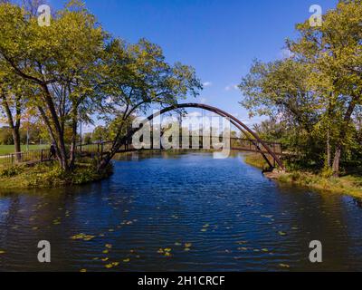 Photographie aérienne de Tenney Park, Madison, Wisconsin, États-Unis. Banque D'Images