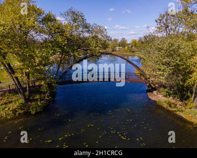 Photographie aérienne de Tenney Park, Madison, Wisconsin, États-Unis. Banque D'Images