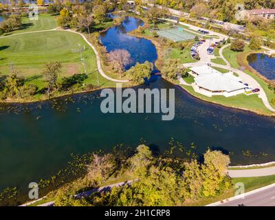 Photographie aérienne de Tenney Park, Madison, Wisconsin, États-Unis. Banque D'Images