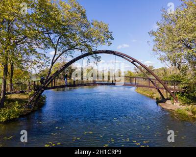 Photographie aérienne de Tenney Park, Madison, Wisconsin, États-Unis. Banque D'Images