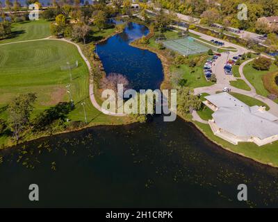 Photographie aérienne de Tenney Park, Madison, Wisconsin, États-Unis. Banque D'Images