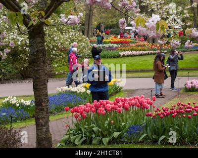 Lisse, Pays-Bas - 19 Avril 2017 : Les Visiteurs du jardin de Keukenhof à Lisse, Hollande, Pays-Bas. Banque D'Images