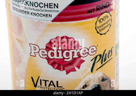 HUETTENBERG, ALLEMAGNE - 2020-02 25 Product Shot Can de PEDIGREE Animal Food isolé sur blanc Banque D'Images