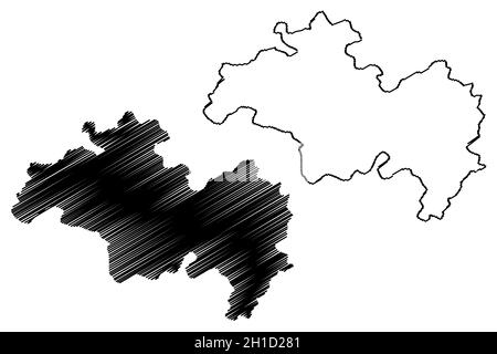 Illustration vectorielle de la carte du district de Malerkotla (État du Punjab, République de l'Inde), schéma de scribble carte de Malerkotla Illustration de Vecteur