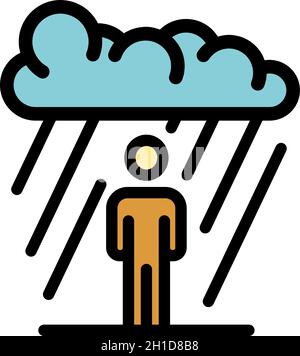 Icône homme sous la pluie.Contour homme sous la pluie vecteur icône couleur plat isolé Illustration de Vecteur