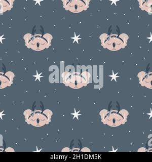 Motif de Noël avec animaux scandinave dessiné à la main sans couture. Nouvel an, Noël, Noël texture pour l'impression, le papier, le design, le tissu, le dos Illustration de Vecteur