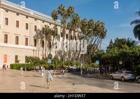 La construction du Palacio de la Aduana, Musée de Malaga, le logement des peintures et l'archéologie, l'Andalousie, espagne. Banque D'Images