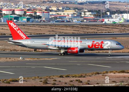 Gran Canaria, Espagne – 24 novembre 2019 : avion Boeing 757-200 de la jetée 2 à l'aéroport de Gran Canaria (LPA) en Espagne. Boeing est une manufacture d'avions américaine Banque D'Images