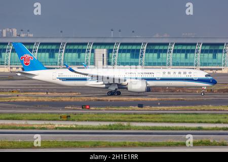 Guangzhou, Chine – 25 septembre 2019 : avion Airbus  -900 de China Southern Airlines à l'aéroport de Guangzhou (CAN) en Chine. Airbus est un airc européen Banque D'Images